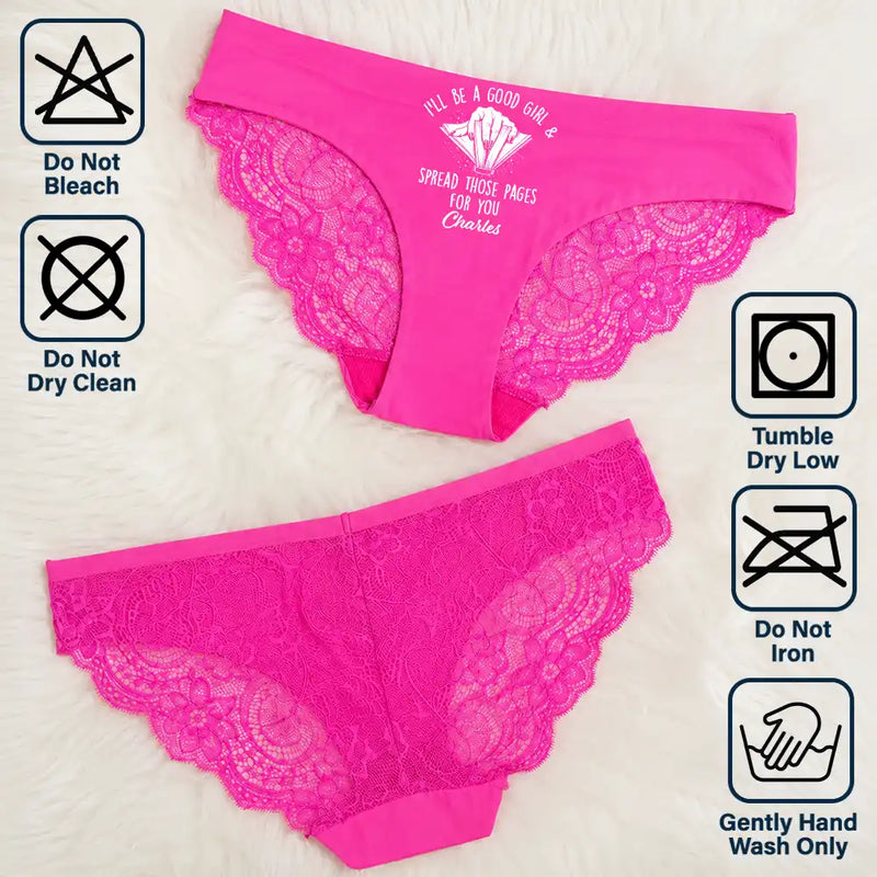 Wedding Anniversary,Gift For Wife,Humorous,Gift For Couples,Custom Text - Readling Book Whore Spread Those Pages Funny Underwear For Wife - Personalized Panty