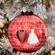 Gift For Couples, Love, Christmas - Disco Ball First Christmas As Married Couples - Personalized Ball Ornament