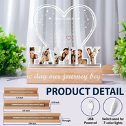Gift For Couples,Love,Happy,Custom Photo - Custom Photo Calendar Couple The Day Our Journey Began - Personalized Custom Shaped LED Light