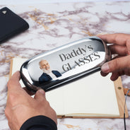 Custom Photo Grandpa's Glasses - Gift For Father, Grandfather - Personalized Chrome Glasses Case Box