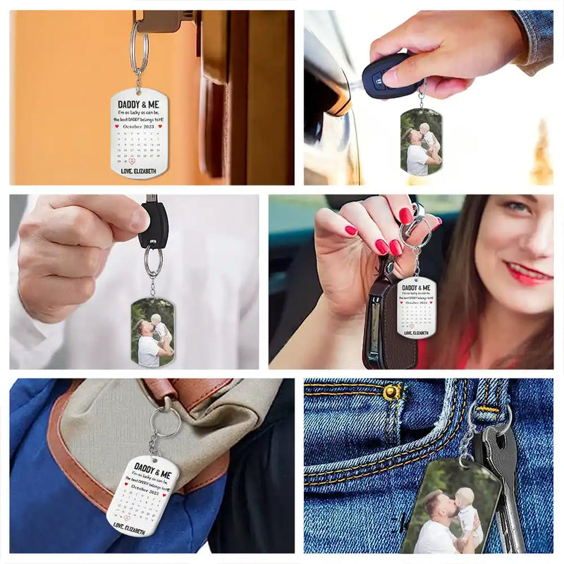 Calendar Custom Photo The Best Daddy Belongs To Me - Personalized Aluminum Keychain