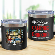 Weekend Forecast Camping - Personalized 14oz Stainless Steel Tumbler With Handle