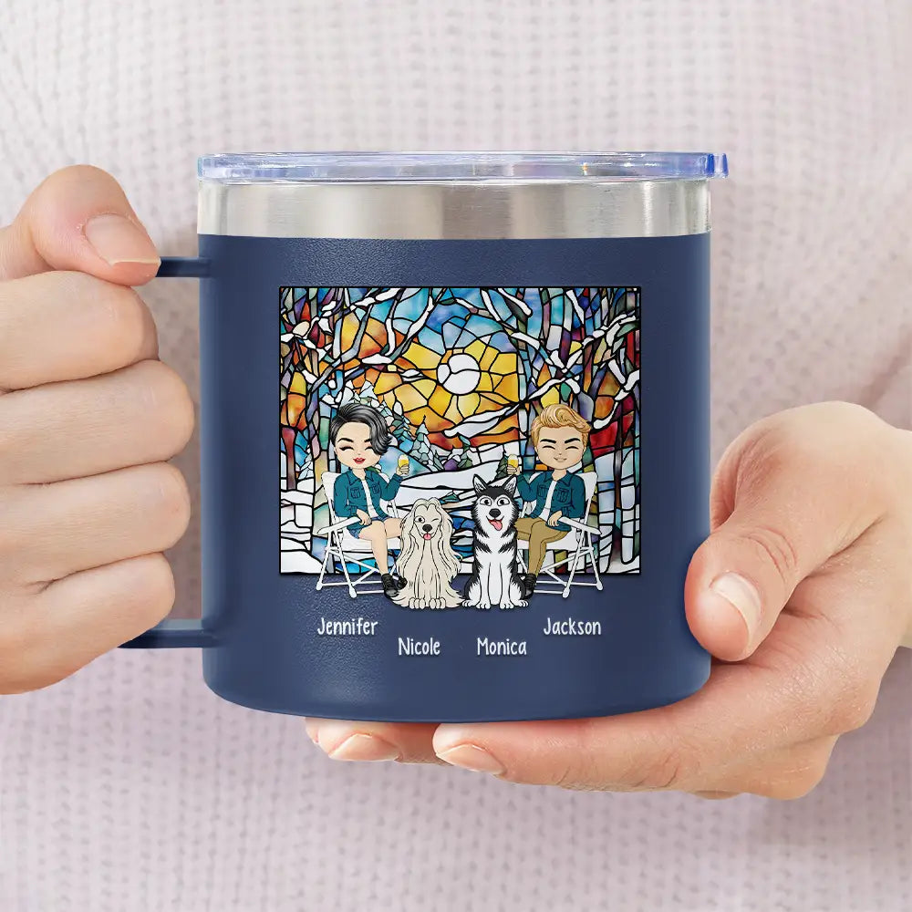 Weekend Forecast Camping - Personalized 14oz Stainless Steel Tumbler With Handle