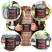 Weekend Forecast Camping - Personalized 14oz Stainless Steel Tumbler With Handle