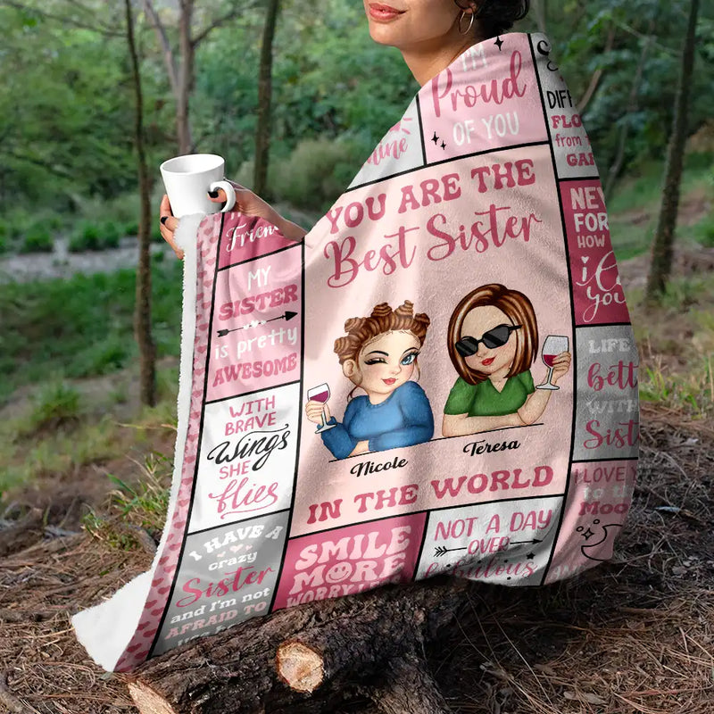 Best Sister In The World - Personalized Fleece Blanket, Sherpa Blanket