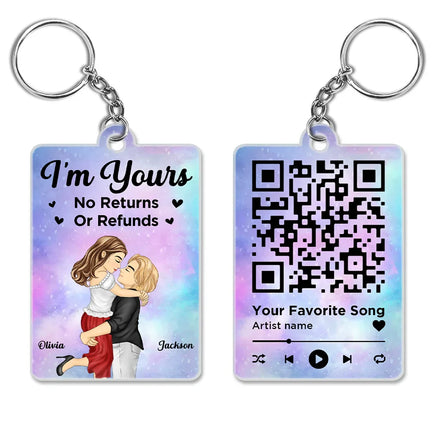 Couple Cartoon Song QR Code I'm Yours No Returns - Personalized Acrylic Keychain