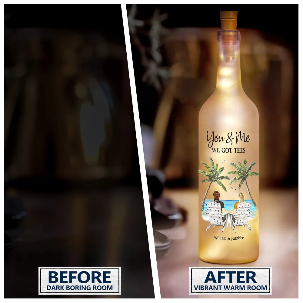 Gift For Couples,Gift For Husband,Gift For Wife,Gift For Boyfriend,Gift For Girlfriend - Beach Till Our Last Breath - Personalized Bottle Light