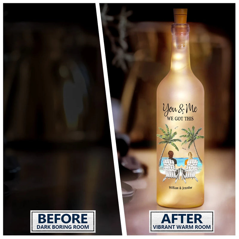 Gift For Couples,Gift For Husband,Gift For Wife,Gift For Boyfriend,Gift For Girlfriend - Beach Till Our Last Breath - Personalized Bottle Light