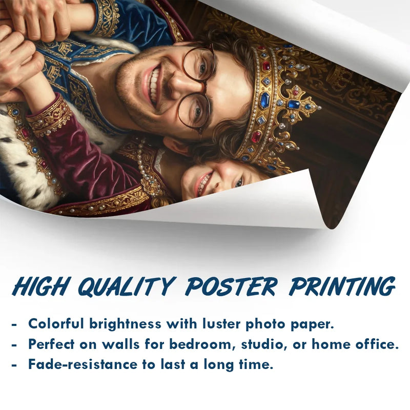 Gift For Husband,Gift For Yourself,Gift For Men,Gift For Father,Gift For Grandpa,Dad's Hobby,Grandpa's Hobby,Non-Eng,Photo - Renaissance Royal Portrait,Humorous - Custom Photo Renaissance Royal Portrait Dad Daughter Grandparents Family - Personalized Poster