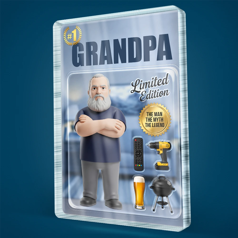 Gift For Husband,Gift For Yourself,Gift For Men,Gift For Father,Gift For Grandpa,Non-Eng,Photo - Toybox Figure,Humorous - Custom Photo Toybox Figure Dad Grandpa Limited Edition - Personalized Custom Shaped Acrylic Plaque