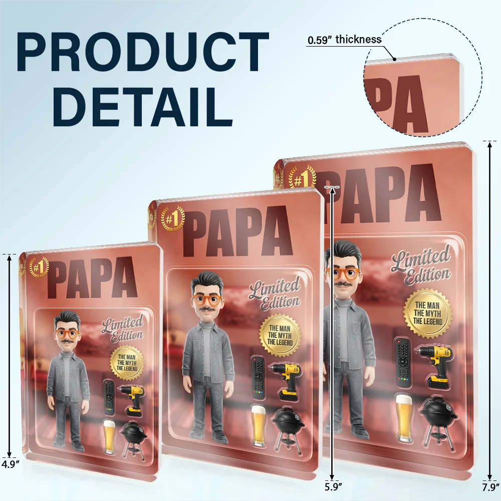 Gift For Husband,Gift For Yourself,Gift For Men,Gift For Father,Gift For Grandpa,Non-Eng,Photo - Toybox Figure,Humorous - Custom Photo Toybox Figure Dad Grandpa Limited Edition - Personalized Custom Shaped Acrylic Plaque