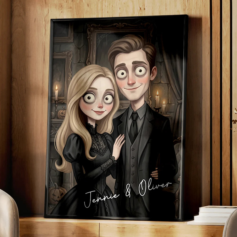Top Market,Art Design,Playful,Halloween,Family,Photo - Gothic Portrait Art - Custom Photo Gothic Portrait Art Family Couple Pet Lovers - Personalized Poster