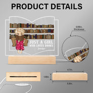 Reading Just A Girl Who Loves Books - Gift For Book Lovers, Gift For Yourself - Personalized Custom 3D Led Light Wooden Base