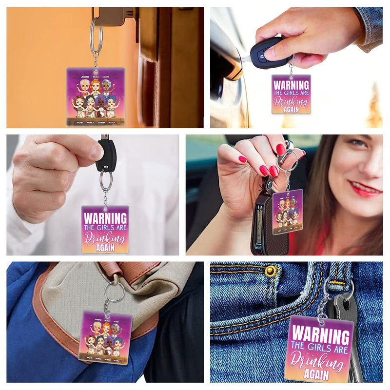 Beach Bestie Warning The Girls Are Drinking Again - Gift For Bestie - Personalized Custom Acrylic Keychain