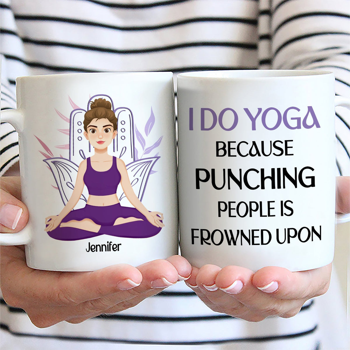 Punching People Is Frowned Upon - Gift For Yoga Lovers - Personalized Mug