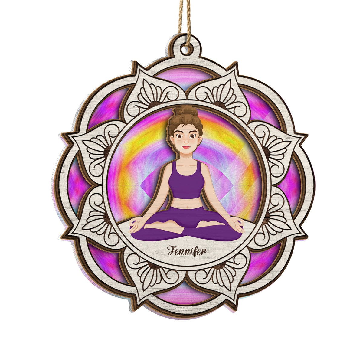 Yoga Mandala - Gift For Yoga Lovers - Personalized Suncatcher Ornament