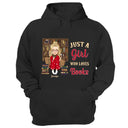 Reading Cartoon Just A Girl Boy Who Loves Books - Gift For Book Lovers - Personalized Hoodie