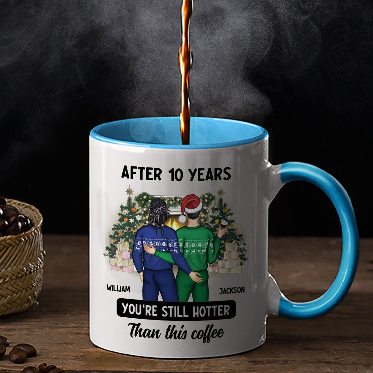 Christmas Couple After Years Hotter Than This Coffee - Gift For Couples - Personalized Accent Mug