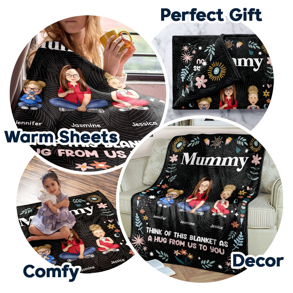 A Hug From Me - Gift For Family - Personalized Fleece Blanket