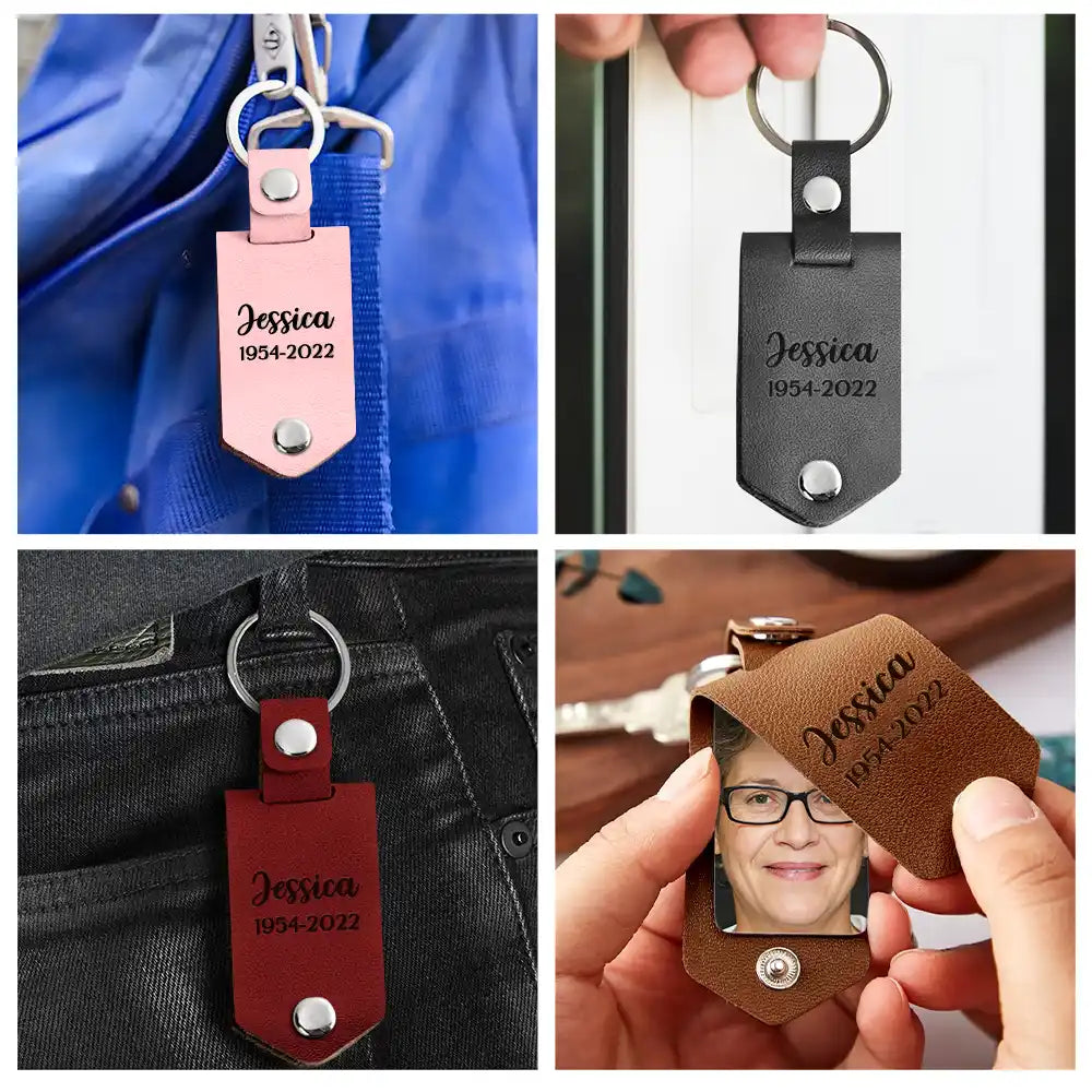 Custom Photo I Am Always With You - Memorial Gift - Personalized Leather Photo Keychain