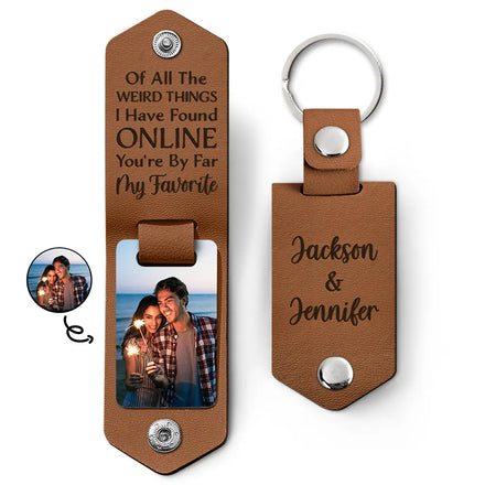 Custom Photo You Are My Favorite - Gift For Couples - Personalized Leather Photo Keychain