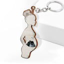 Custom Photo Pregnant Mom - Gift For Pregnant Mom - Personalized Cutout Wooden Keychain