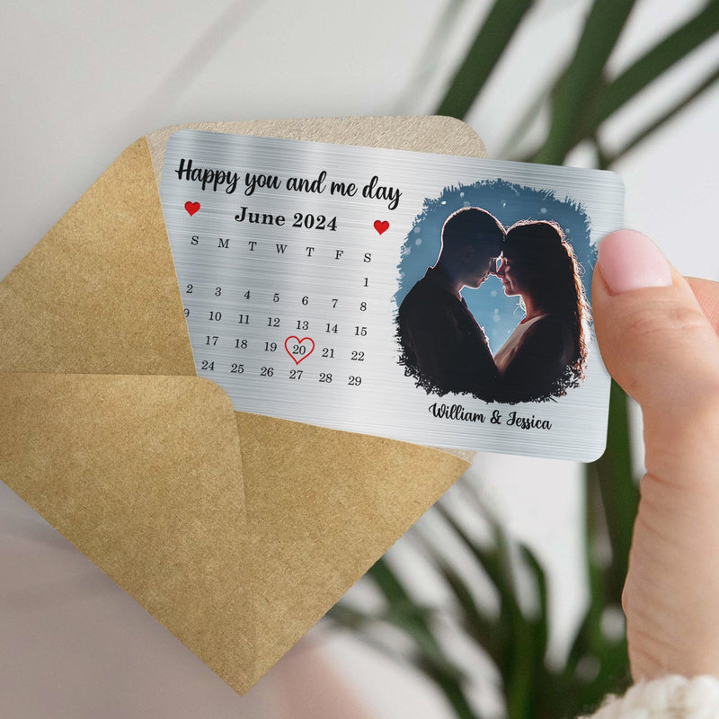 Custom Photo Couple It's You And Me Day - Gift For Couples - Personalized Aluminum Wallet Card