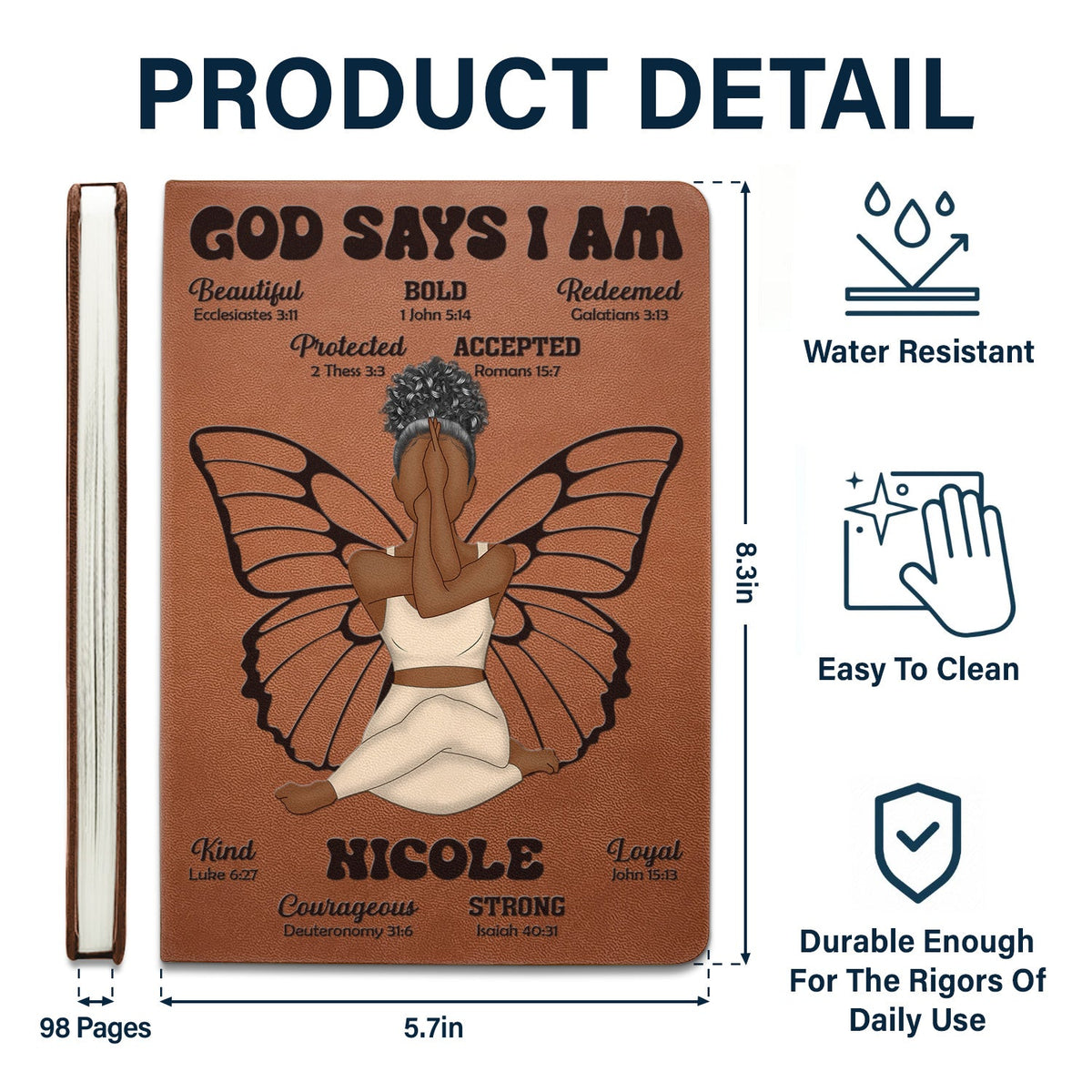 God Says I Am - Gift For Women, Gift For Yourself - Personalized Leather Journal