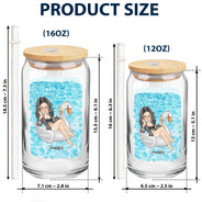 Bestie Beaches Booze & Besties - Gift For Besties - Personalized Clear Glass Can