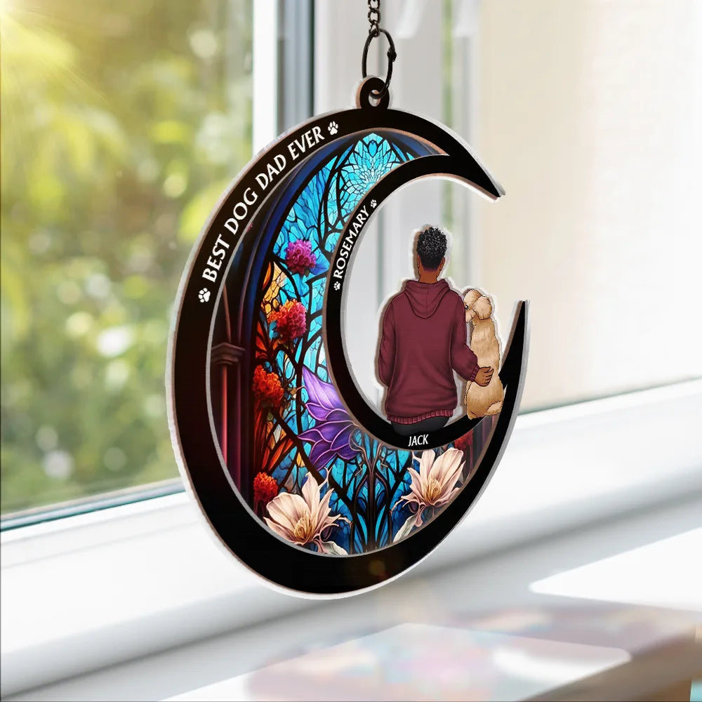 I Love You To The Moon And Back - Personalized Window Hanging Suncatcher Ornament