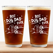 Best Dog Dad Ever Hand Punch - Personalized Beer Glass
