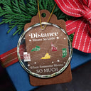 Family, Gift For Sibling, Parents, Gift For Grandparents, Gift For Sisters, Gift For Brothers, Gift For Bestie - Long Distance The Miles Don't Matter Christmas Pattern - Personalized Circle Glass Ornament
