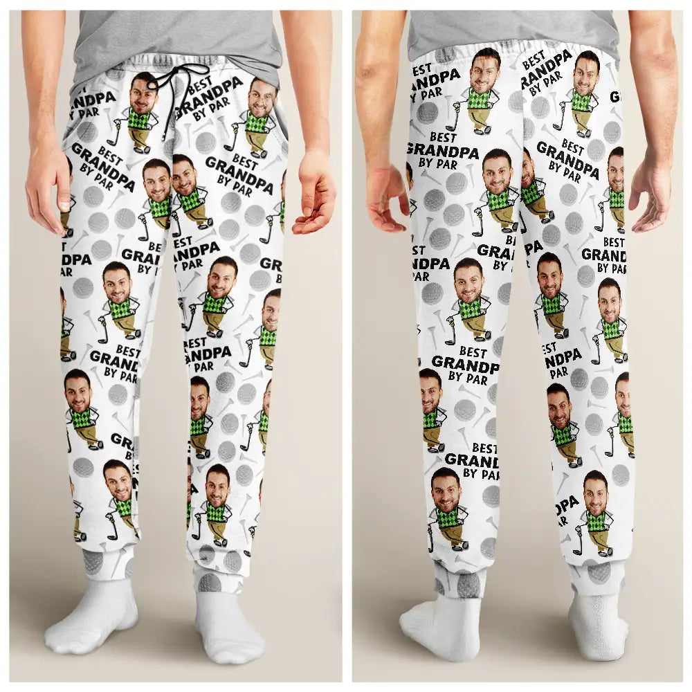 Golf, Sport Dad, Funny, Gift For Father, Gift For Grandpa, Gift For Yourself, Gift For Men - Custom Photo Best Daddy By Par Funny Face Golf Lover - Personalized Pajama Pants
