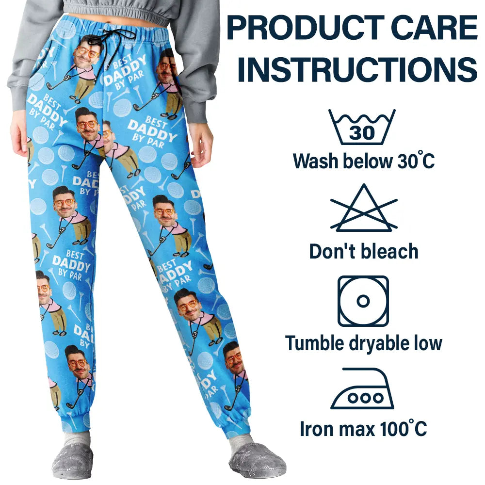 Golf, Sport Dad, Funny, Gift For Father, Gift For Grandpa, Gift For Yourself, Gift For Men - Custom Photo Best Daddy By Par Funny Face Golf Lover - Personalized Pajama Pants
