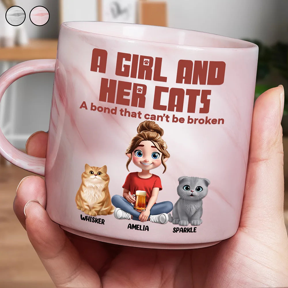 Cat Lovers,Pet Lovers,Cat Mom,Cat Dad - A Bond That Can't Be Broken Cat Mom Cat Dad - Personalized Marble Mug