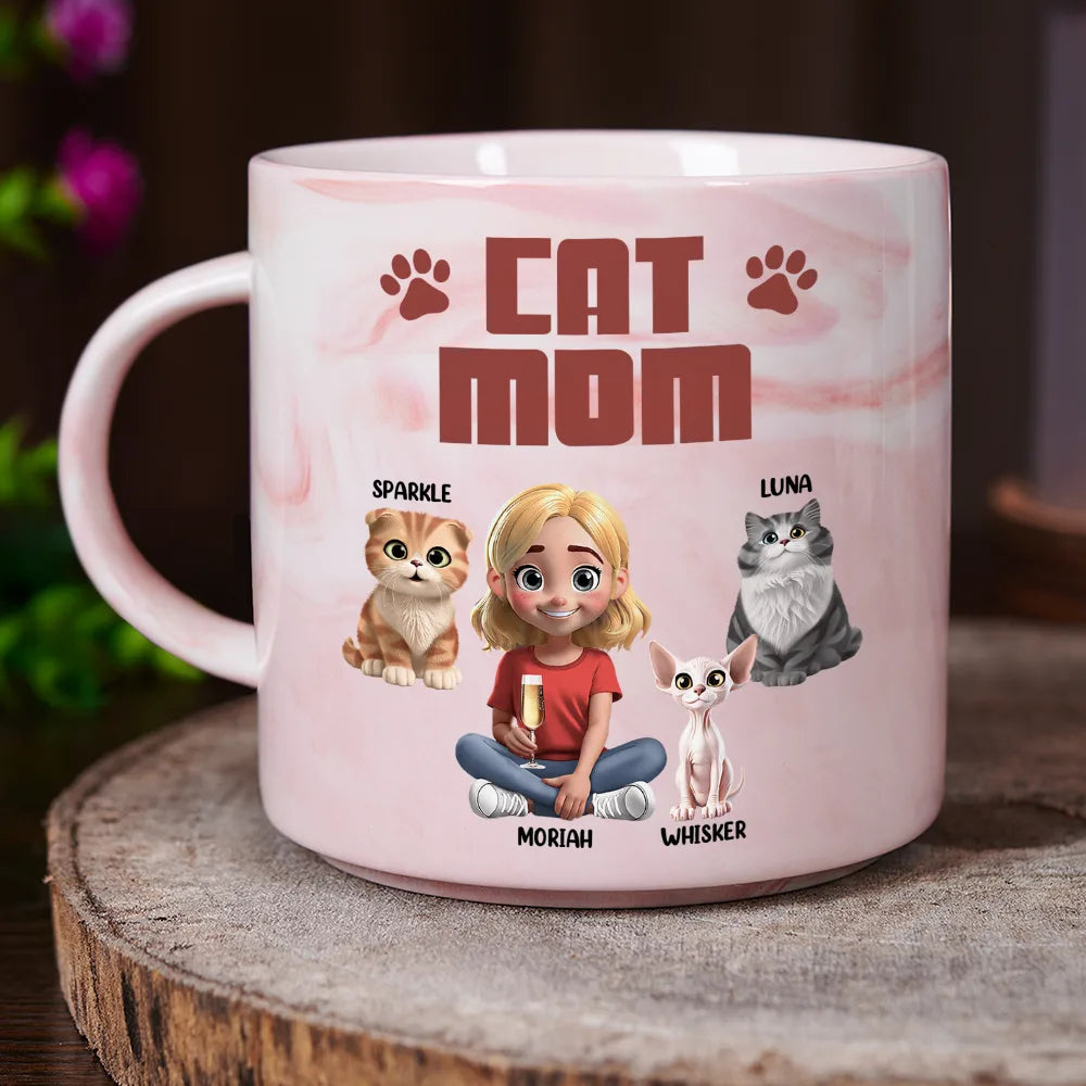 Cat Lovers,Pet Lovers,Cat Mom,Cat Dad - A Bond That Can't Be Broken Cat Mom Cat Dad - Personalized Marble Mug