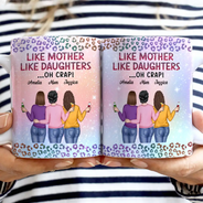 Funny,Gift For Mother,Mom,Daughters,Gift For Daughter - Like Mother Like Daughter Twinkle Leopard - Personalized White Edge-to-Edge Mug