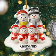 Christmas,Family,Parents,Gift For Grandparents,Happy - Snowman Grandparents Ceramic Effect - Personalized Custom Shaped Acrylic Ornament