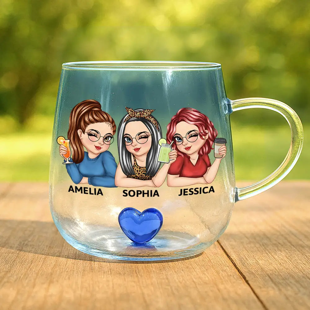 Gift For Bestie,Gift For Sisters,Gift For Women,Gifts For Colleagues,Funny - Right In The Throat Besties Sisters - Personalized Gradient Glass Mug