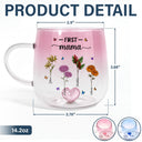 Love,Gift For Wife,Gift For Mother,Gift For Grandma,Gift For Sisters - First Mom Now Grandma Birth Flowers - Personalized Gradient Glass Mug