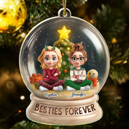 Gift For Bestie, Gift For Sisters, Happy, Gifts For Colleagues, Christmas - Besties Forever Funny 3D Cartoon Christmas - Personalized Custom Shaped Acrylic Ornament