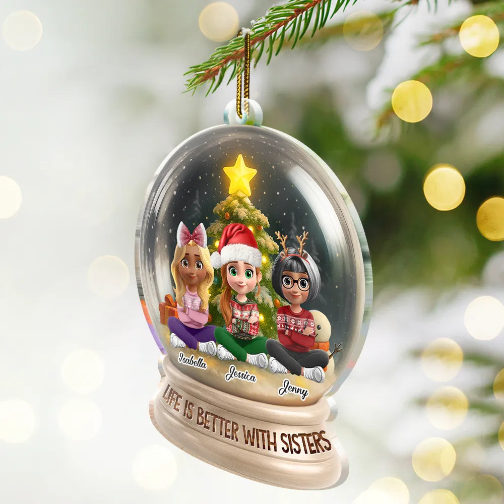 Gift For Bestie, Gift For Sisters, Happy, Gifts For Colleagues, Christmas - Besties Forever Funny 3D Cartoon Christmas - Personalized Custom Shaped Acrylic Ornament