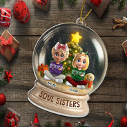 Gift For Bestie, Gift For Sisters, Happy, Gifts For Colleagues, Christmas - Besties Forever Funny 3D Cartoon Christmas - Personalized Custom Shaped Acrylic Ornament