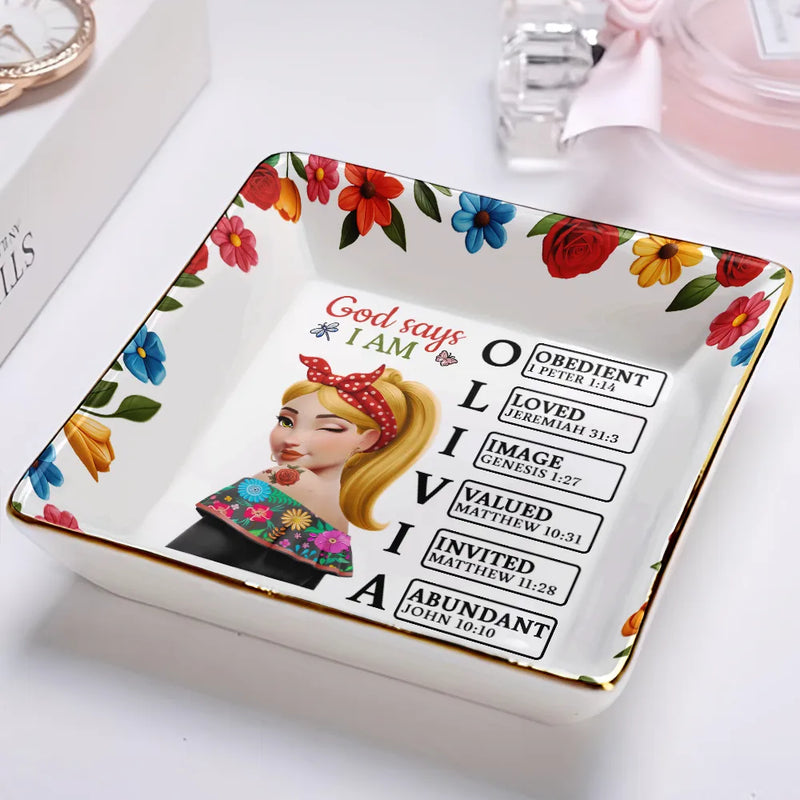 Gift For Bestie,Gift For Sisters,Gift For Yourself,Gift For Women,Happy,Hispanic,Christian - God Says You Are Hispanic Woman Latina Mexican - Personalized Ring Dish