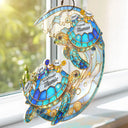 Gift For Wife,Gift For Yourself,Gift For Women,Parents,Gift For Mother,Gift For Grandma,Gift For Grandparents,French,Non-Eng,Icon,Grateful - Tortue De Mer D’abord Maman Maintenant Mamie - Attrape-Soleil À Suspendre Personnalisé