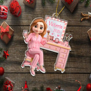 Gift For Women, Happy, Christmas - Makeup Girl Beauty 3D Effect - Personalized Custom Shaped Acrylic Ornament