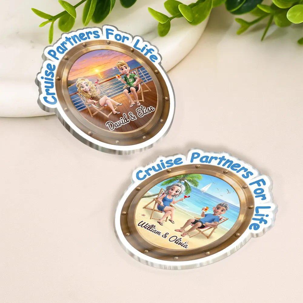 Summer, Gift For Couples, Cruising, Romantic, Vector - Making Memories Cruise At A Time - Personalized Acrylic Magnet