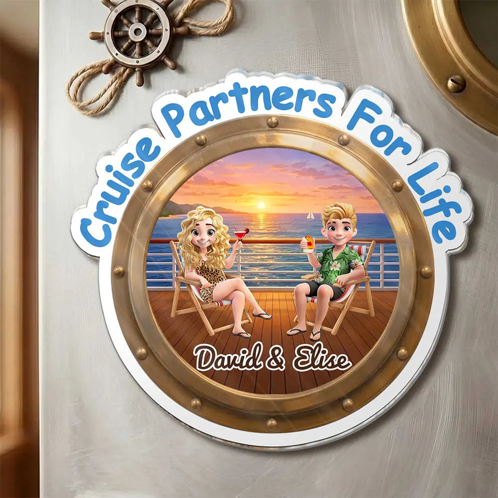 Summer, Gift For Couples, Cruising, Romantic, Vector - Making Memories Cruise At A Time - Personalized Acrylic Magnet