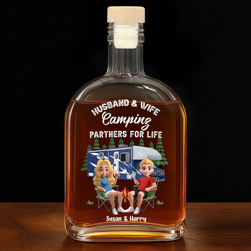 Camping,Campsite,Gift For Couples,Happy,Gift For Husband,Gift For Girlfriend,Gift For Boyfriend,Gift For Wife - Making Memories One Campsite At A Time - Personalized Whiskey Bottle