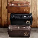 Gift For Husband, Gift For Boyfriend, Gift For Men, Happy - Man Crap Man Stuff Monogram - Personalized Leather Toiletry Bag